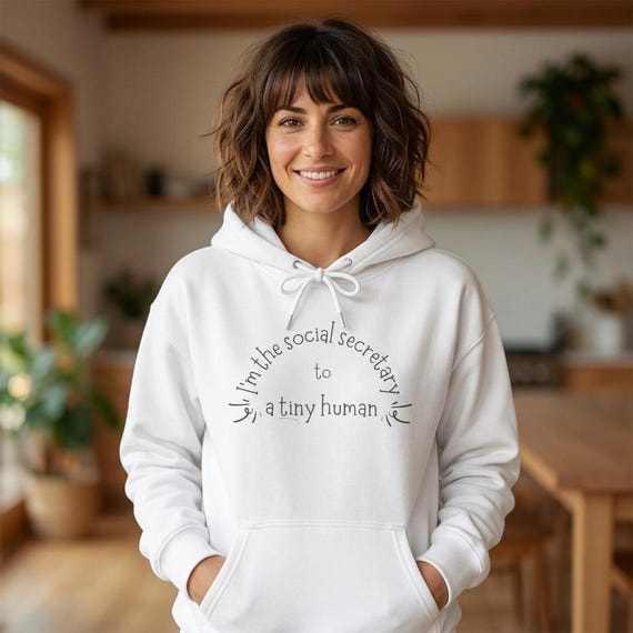 Tiny Human Social Secretary Hoodie for Tired Moms - Default Parent Hooded Sweatshirt