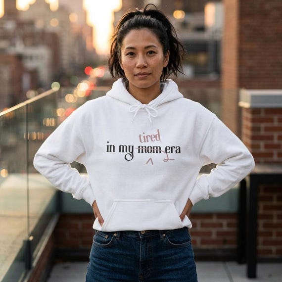 Tired Mom Era Hoodie for the Default Parent - Dry Humor Hooded Sweatshirt
